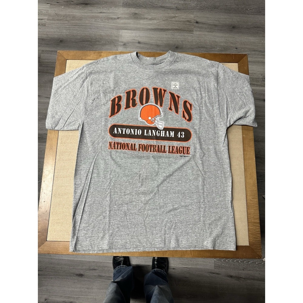 NWT 1999 Cleveland Browns Antonio Langham Gray T-shirt Men's Size XL